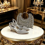 Doershowfashion High Quality African Style Ladies Shoes And Bags Set Latest silver Italian Shoes And Bag Set For Party HGH1-1