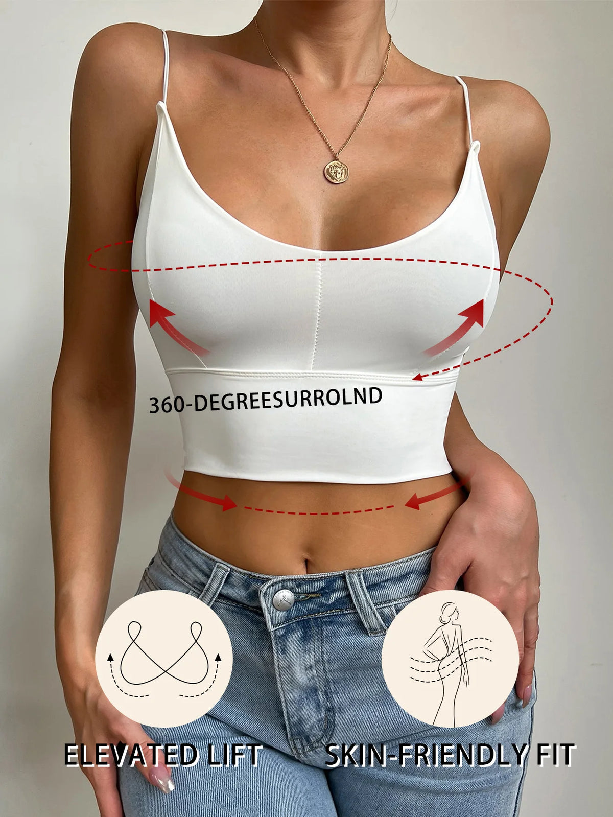 White detachable breast pad summer bra ribbon hanging neck small U-neck vest solid color vest fixed short top women X380