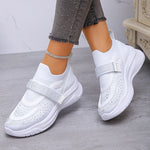 Shiny Crystal White Platform Sneakers Women Comfort Knitted Breathable Walking Shoes Woman Casual Non-Slip Sport Shoes Ladies