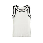 Slim-fit Color-blocked Sleeveless Tank Top For Women Spring Round-neck Slim-fit Hot Girl Knit Short Top Casual Style 77RB