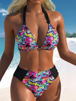 Vintage Black Polka Dot Print Bikini Set 2026 Women Tie Strap Push Up Bra Hollow Out High Waist Swimsuit Bathing Suit Swimwear