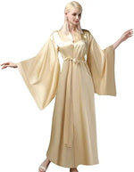 Solid Color Sleepwear Robe Lace Up Peignoirs For Women Pajama Flare Sleeves Bathrobes Female Nightwear Elegant Loungewear