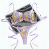 Sexy Pastel Purple Floral Embroidered Lingerie Set Women PushUp Bra Side Strap Thong Mesh Lace Party Intimate Underwear ZA825291