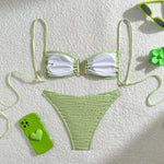 2026 Wrinkled U Ring Bandeau Bikini Women Swimwear Female Swimsuit Two-pieces Bikini Set Bather Pool Bathing Suit Swim Beachwear