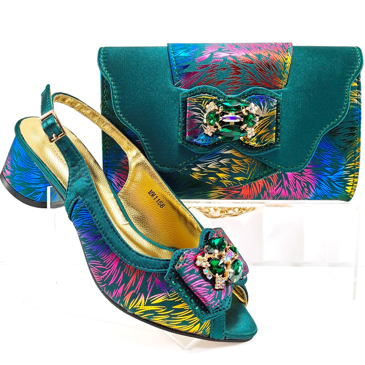 Doershow hot selling WINE Shoes and Bags To Match Set Italy Party Pumps Italian Matching Shoe and Bag Set for Party! 1-10