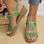 Shoes for Women Summer Women Wedge Bohemia Rhinestones Casual Platform Sandals Female Peep Toe Outdoor Beach Shoes 2026