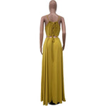 2025 Women's Dress Summer Holiday Solid Long Dresses Sexy Drawstring Lace Up Sleeveless Vestidos Para Mujer Club Party Outfits