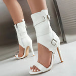 Plus Size 48 Sexy Red Thin High Heels Party Sandals Women Black Dancing Shoes Stilettos Summer White Ankle Booties