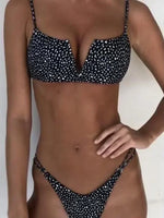 V-Bar Underwired Polka Dot Bikini 2025 Women Swimsuit Female Swimwear Two Pieces Bikini Set Ribbed High Cut Bathing Suit Swim