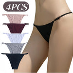 4Pcs/Set Women Cotton Briefs Sexy Brazilian Panties Low-Rise Underwear Adjustable Buckle Female Underpants Comfort Lingerie S-XL