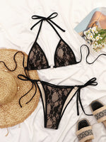 Sexy Black Mesh Contrast Micro Bikini 2026 Women Metal Circle Push Up Bandage Thong Swimsuit Beach Bathing Suit Swimwear Biquini
