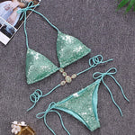 Shiny Sequins Jewelled Diamond Bikini Women Micro Bikini Swimwear Female Swimsuit Two Pieces Bikini Set Halter Bathing Suit Swim