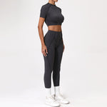 2PCS Yoga Suit Sports Set Women Quick-Drying Gym Set Women Tracksuit Running Workout Long Sleeve Sports Shirt Yoga Clothing