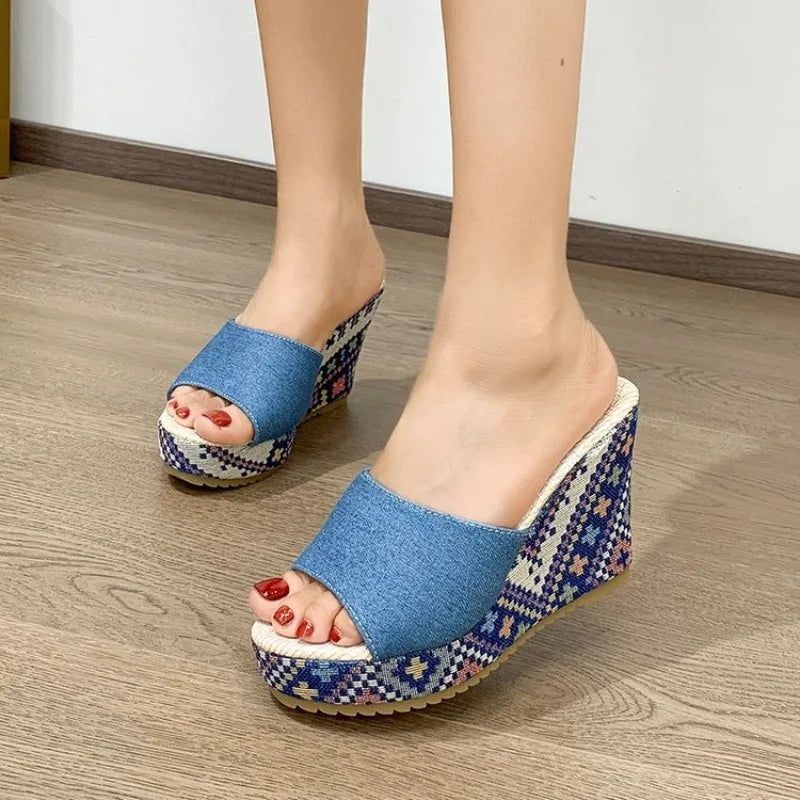 Women Slippers Fashion Casual Summer Wedge Heel Thick Sole Outdoor Slippers for Women