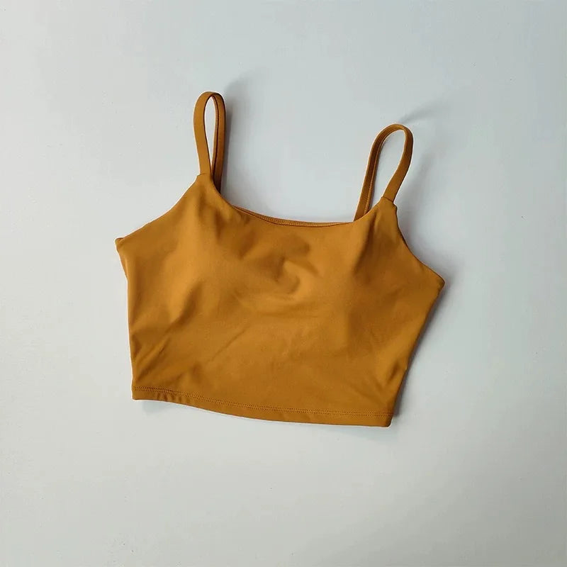 Women's yoga sports bra, small camisole vest integrated fixed gathering sports and fitness bra
