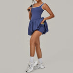 Tennis Dress for Women with Built in Shorts Womens Athletic Dresses Sleeveless Boat Neck Active Workout Skort Dress