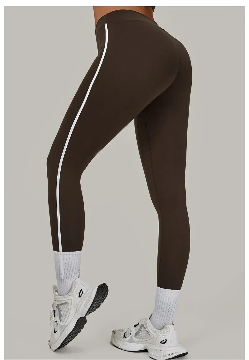 Women High Waist Yoga Pants Leggings - Seamless Color Block Fast-Dry Breathable Gym Running Fitness Tights Butt Lifting Effect