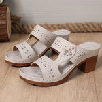 Lightweight High-Heeled Sandals Women Plus Size 43 Hollow Out Thick Heel Slippers Woman Summer Slip On Platform Sandles Female