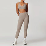 Yoga Set 2PCS Women Tracksuit Nude Feeling Workout Sets Gym Clothes Push Up Fitness Running Sportwear Sport Bra Leggings Suit