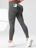 1/2 Pcs Women's Fitness Pants: High-Waisted Flared Cargo Pants With Pockets, Shaping and Tummy-Control Fitness Pants.