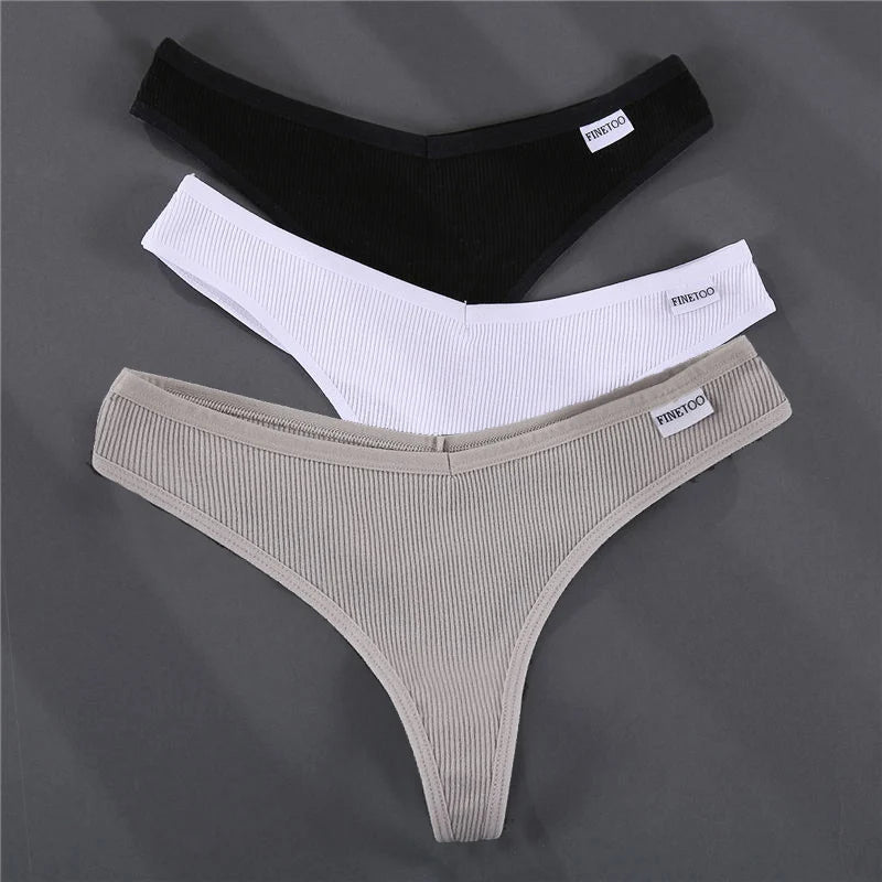3PCS Cotton Women Thongs Panties Sexy Low Waist Cotton Briefs Female T-Back G-string Girls M-XL Intimate Lingerie