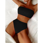 S - XL Bandeau Wrinkled Female Swimsuit High Waist Bikini Women Swimwear Two-Pieces Bikini Set Bather Bathing Suit Swim V5904