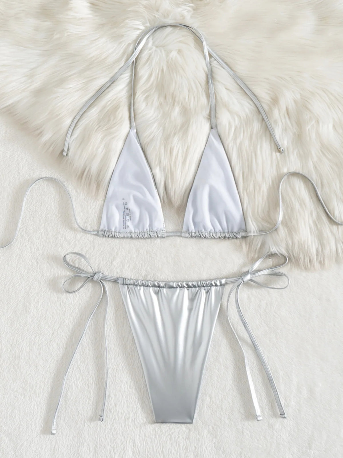 DEKA PU Faux Bikini Set Leather Halter High Leg Cut Female Swimsuit Women Sliver Swimwear Bikini Bather Bathing Suit Swim