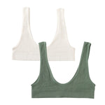 2Pcs/Set Women Non-wire Bra Crop Top Seamless Underwear Female Plunge Bra Tops Ribbed Sexy Lingerie Sports Intimates