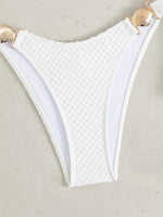 Sexy White Bikini 2026 Mujer Women Metal Shell Bandage Thong Swimsuit Summer Push Up Bra Beach Bathing Suit Holiday Swimwear