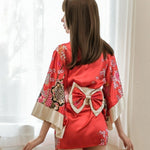 Sexy Lingerie Japanese Kimono Seductive Topless Print Women's Pajama Set Uniform Temptation Sleepwear Traditional Dress Robe