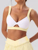 Sexy Detachable Sports Bra Women Color Contrast Hollow Out Front Twisted Gym Workout Yoga Underwear Athletic Training Crop Top