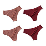 4Pcs/Set Women Ice Silk Panties Low Rise Briefs Soft Brazilian Panties Smooth Underwear Stretch Underpants Sexy Lingerie M-XL