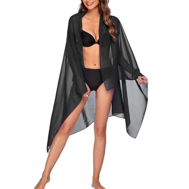Women's Beach Long Skirt Chiffon Swimsuit Coverups Summer Bikini Wrap Sheer Scarf for Swimwear Cover Ups Sexy Bikini Wrap Shawls