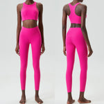 Yoga Set 2 Pieces Women's High Waisted Leggings Sports Vest Exercise Clothing Workout Outfits Fitness Sportswear Gym Tracksuit