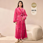 2026 Autumn Winter New Thick Coral Fleece Couple Bathrobe, Long Flannel Robe for Men Women Warm Home Pajamas Loungewear