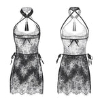 Sexy Qipaofor Women Sheer Mesh Qipao Lingerie Set - Vintage Chinese Style Babydoll with Tassels, Frog Buttons & High Side Slit