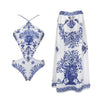Retro 2Pcs One Piece Swimsuit Women Sexy Bikini Push Up Swimwear Female Halter Swim Suit Bandeau Biquini Beachwear Bathingsuit