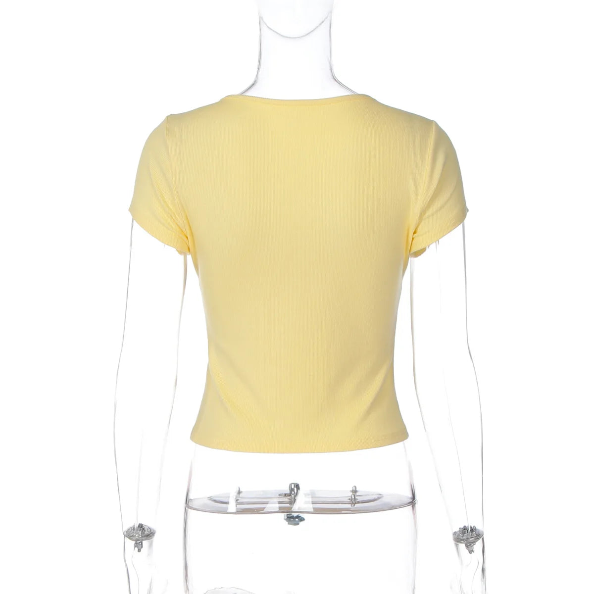 FDYOUI Fashion Casual V-neck Short Sleeve Solid T-shirts Streetwear Y2K Women's Summer Slim Cropped Tops Girls White Tee Shirt