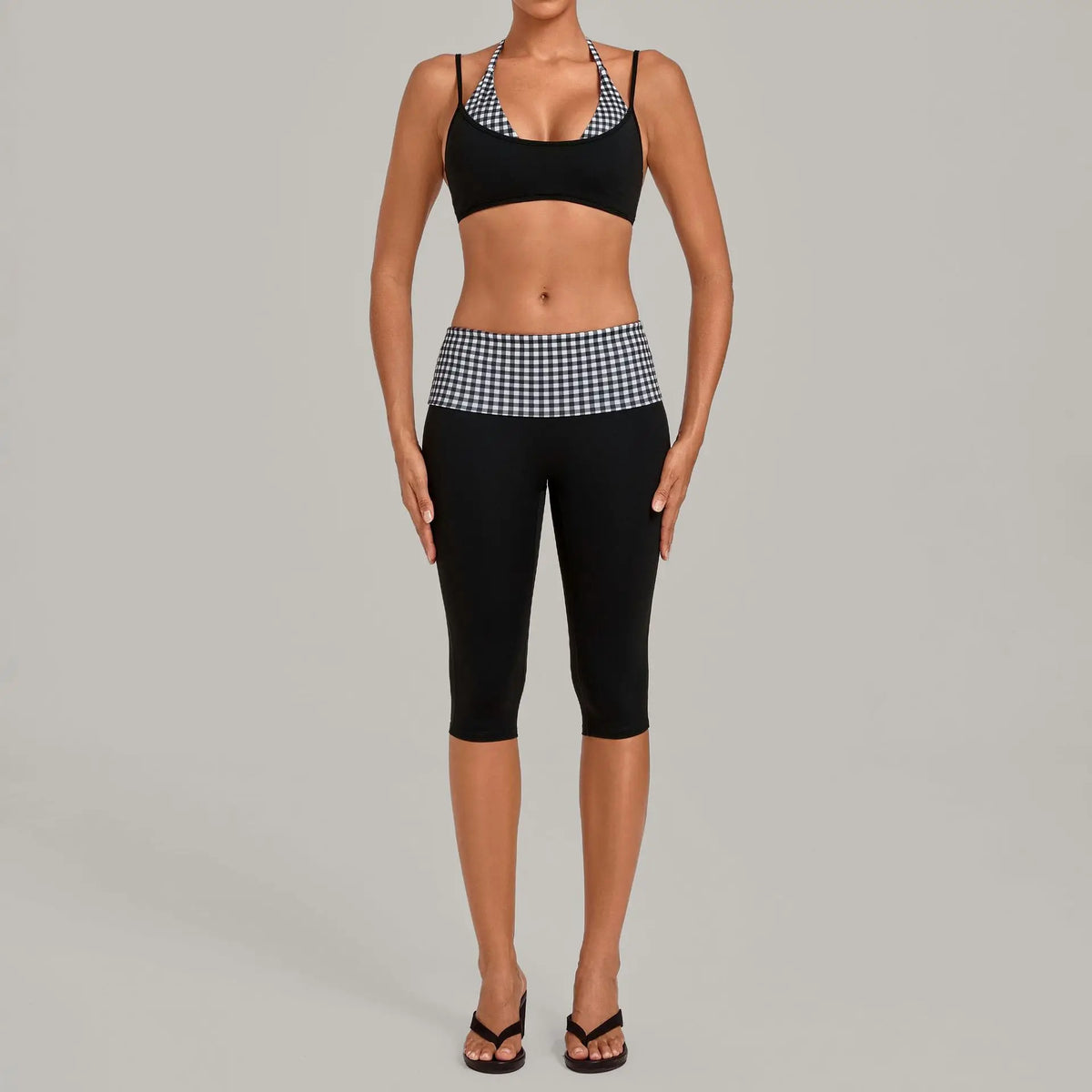 Women's Sleeveless Yoga Set High Waisted Hips-Lifting Capri Leggings Beautiful Back Slim-Fit Bra Suits Sports Gym Fitness Sets