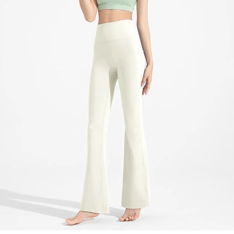 High-Waisted Flared Yoga Fitness Pants Women's Nude Sports Hip Lifting Fitness Trousers