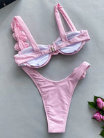 Sexy 3D Flowers Underwired Brazilian Bikini Women Swimwear Female Swimsuit Two-pieces Bikini Set Triangle Bathing Suit Swim Lady