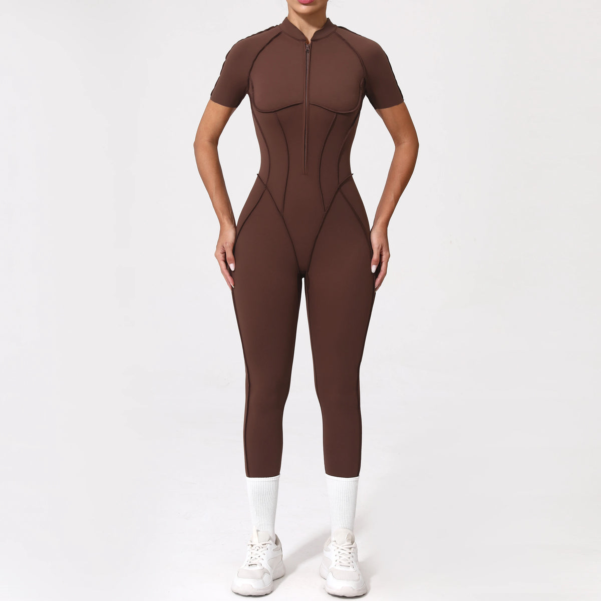With Zipper Hollow Back Yoga Jumpsuit Sportswear Women Gym Clothes Running Fitness Yoga Backless Bodysuit