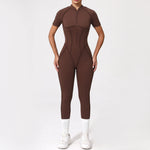 With Zipper Hollow Back Yoga Jumpsuit Sportswear Women Gym Clothes Running Fitness Yoga Backless Bodysuit