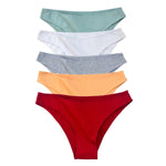 5Pcs/Set Cotton Classic Panties Women Low Rise Briefs Solid Color Breathable Underwear Sexy Lingerie Intimates Underpants M-XXL