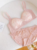 Summer Lace Half Cup Bra Small Bust Beachwear Gathering Light Support Pure Bralette Ultra Thin Wirefree Set AU MOYISU S-XL-32-38