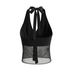 Vietnamese Sexy Halter Neck Strap Tank Top Feminine Mesh Transparent Slim Fit Large Open Back Short Camisole Top Casual RUKJ
