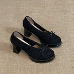 Spring Autumn Platform Mary Jane Shoes Women Thick High Heels Shoes Vintage Slip on Butterfly-knot Pumps 2026 New