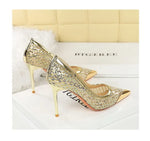 BIGTREE 2026 Fashion Metal Decoration Mesh Hollow Pointed Toe Woman Pumps Thin Heels Party Ladies Shoes Zapatillas De Mujer
