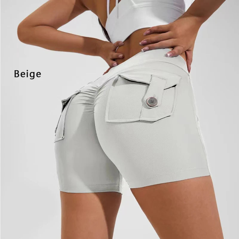 DIAS FIT JOY Tight Women's Shorts Pocket High Waist Lifting Buttocks Quick Drying Yoga Shorts