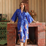Hot Sale Black Summer Satin Kimono Bathrobe Women Bride Bridesmaid Wedding Robe Dress Gown Sexy Flower Long Sleepwear M-3XL